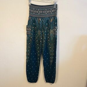 Patterned Women's Joggers in Blue and Green